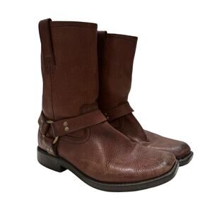 Frye Leather Harness Pull On Moto Biker Boots Boys Brown Size 4